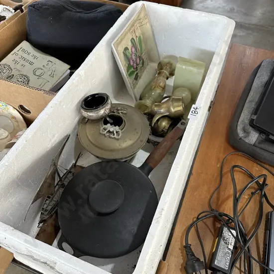 Cast pot, incense burner, marble etc