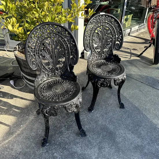 Pr heavy cast patio chairs