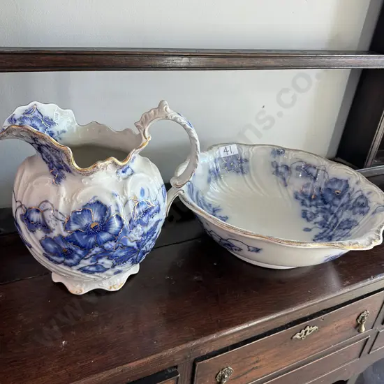 Art Nouveau wash bowl and jug (bowl AF)