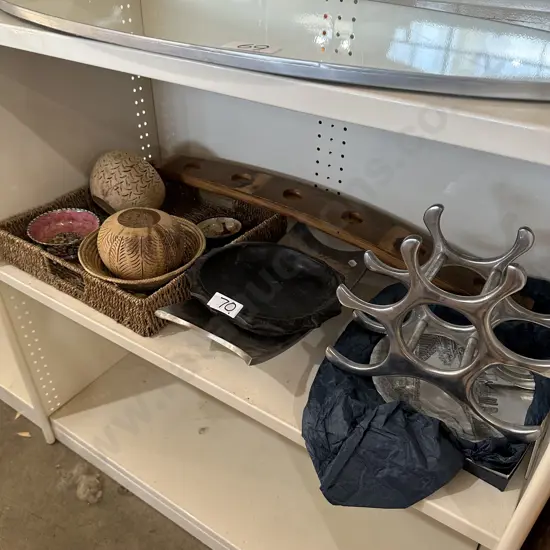 Wine rack, bowls etc