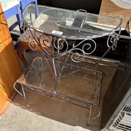 2 wrought iron side tables