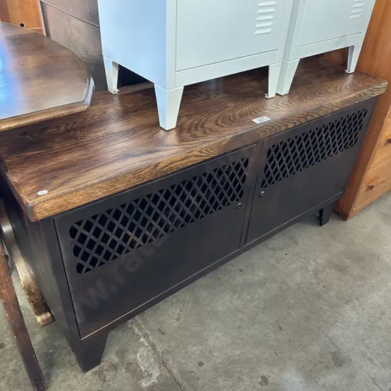 Oak and metal sideboard