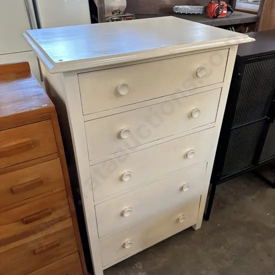 White painted Rimu tallboy