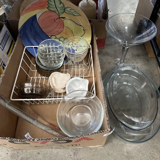 Box lot plus large glassware