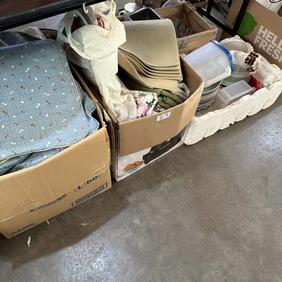 3 box lots Linen, kitchenware etc