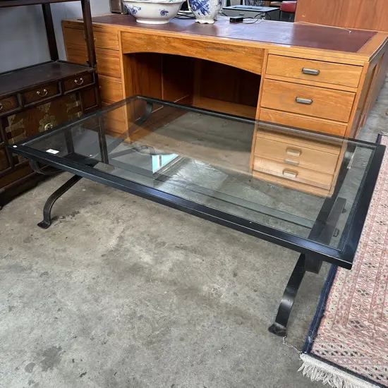 Glass and wrought iron coffee table 1400 x 900