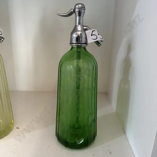 W Plowman & Son Green soda syphon (slight damage near base)