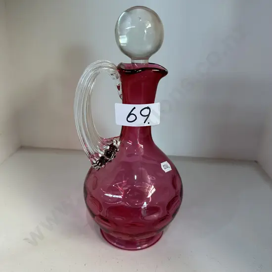 Cranberry glass decanter