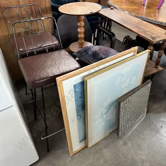 Pr retro bar stools plus asst furniture