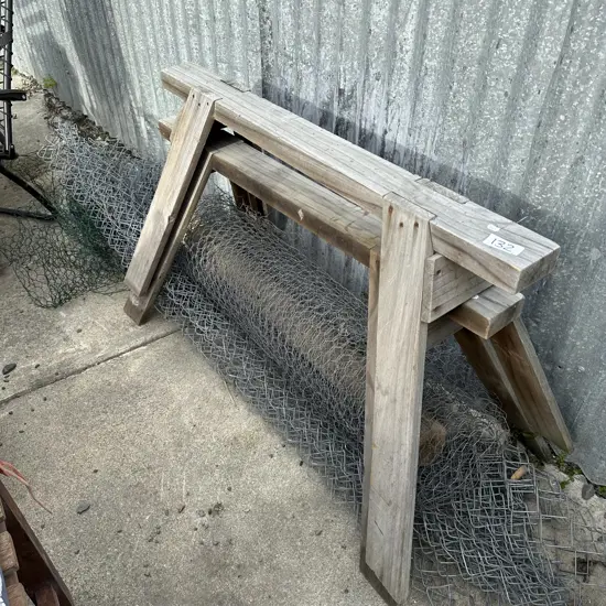 Saw horses and netting