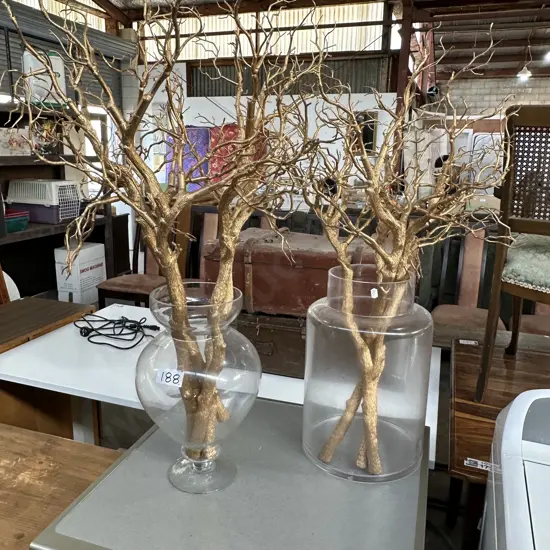 Glass vases and contents