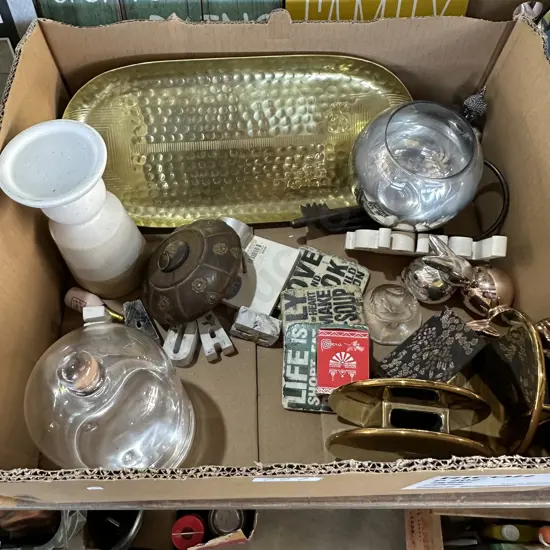 Ornaments, brass tray etc