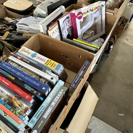 2 boxes cook books etc