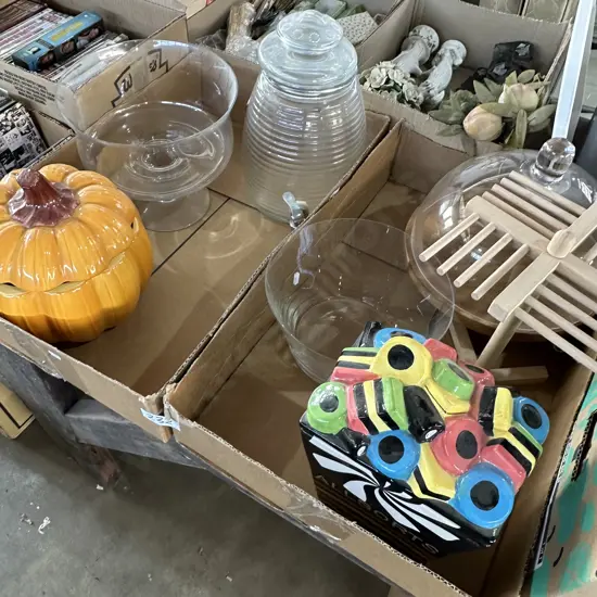 2 boxes cake stand, lollie jar etc