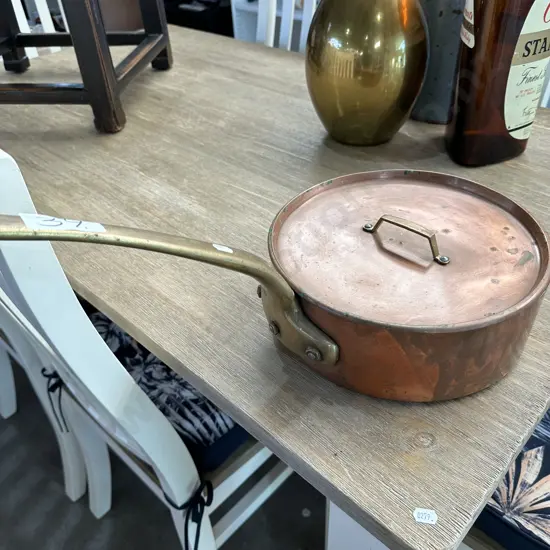 Heavy Copper/Brass 27cm saucepan by French maker St Clair