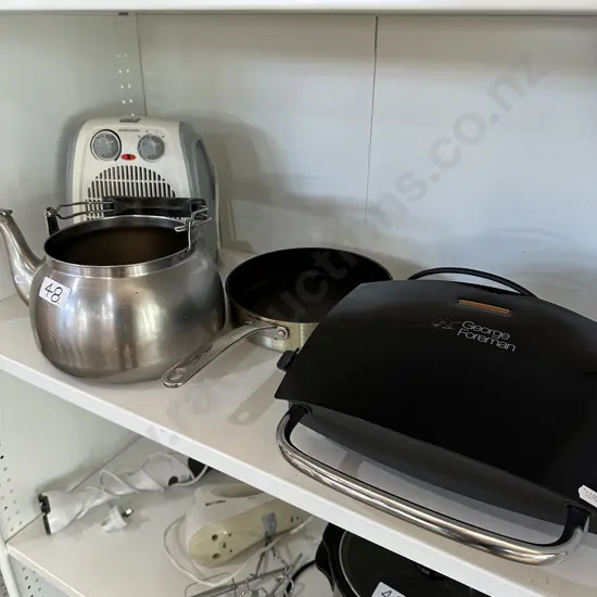 Stainless teapot with hole, G Foreman, saucepan, heater