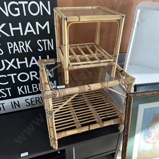 2 x cane side tables