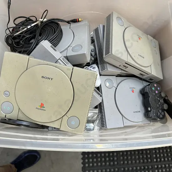 Play stations and leads, controllers etc