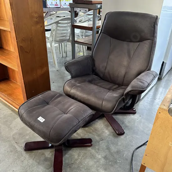 Suede chair and foot rest