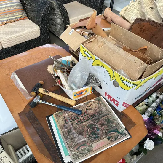 Large loy of leather work and tools