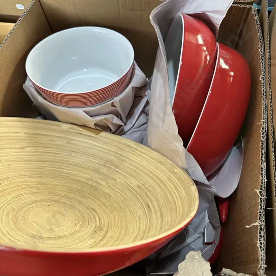 Box of dinnerware etc