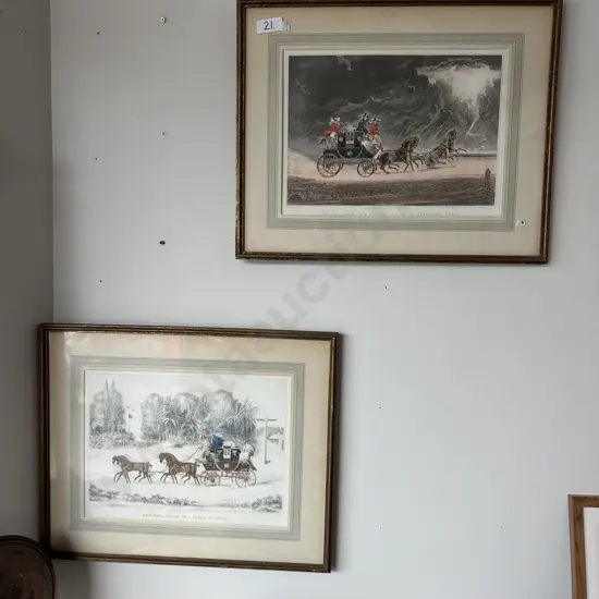 Set of 4 coaching scene engravings