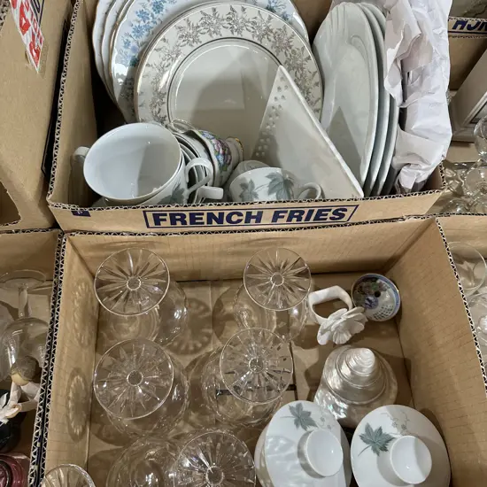 2 box dinnerware and crystal