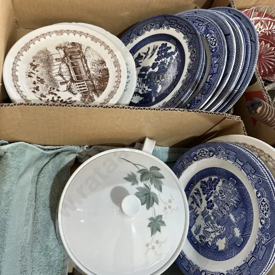 2 box dinnerware etc