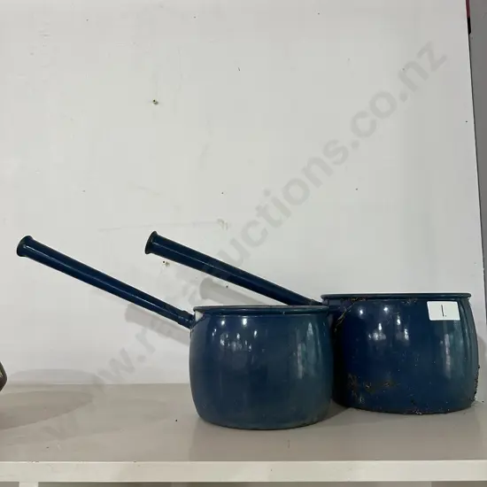 Pr of  large enamel pots