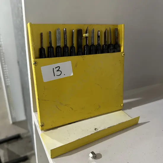Cased set of small chisels