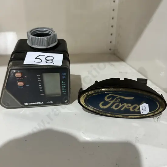 Garden timer and Ford badge