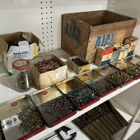 Brass, copper, screws, hardware