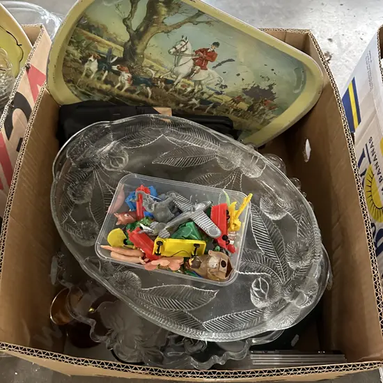 Platters, toys, vase etc