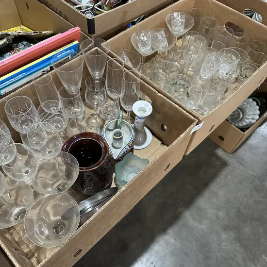 2 box glassware etc