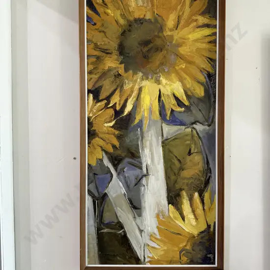 Phyllis Simmonds "Sun Flowers" Oil on board 1969 (440x1000)