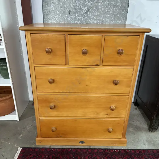 Solid wooden chest drawers (some scratches to top)