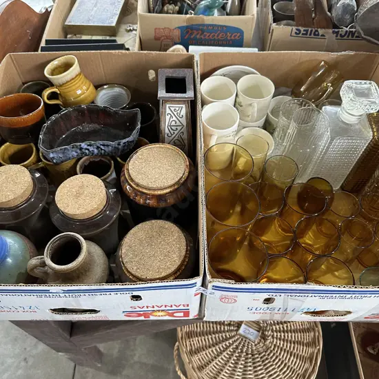 2 box pottery etc