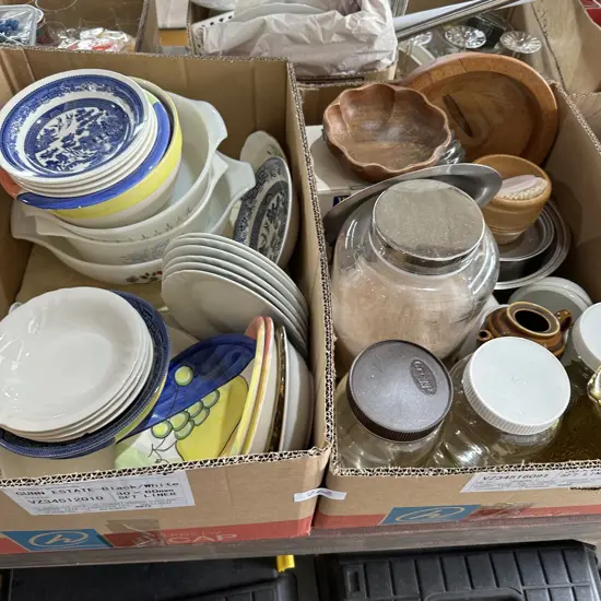 2 box dinnerware etc