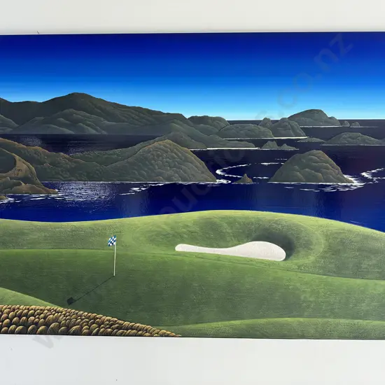 CAVALI 1380x840 is another good example from Jochens golf series of a hole at Kauri Cliffs with the Cavali islands