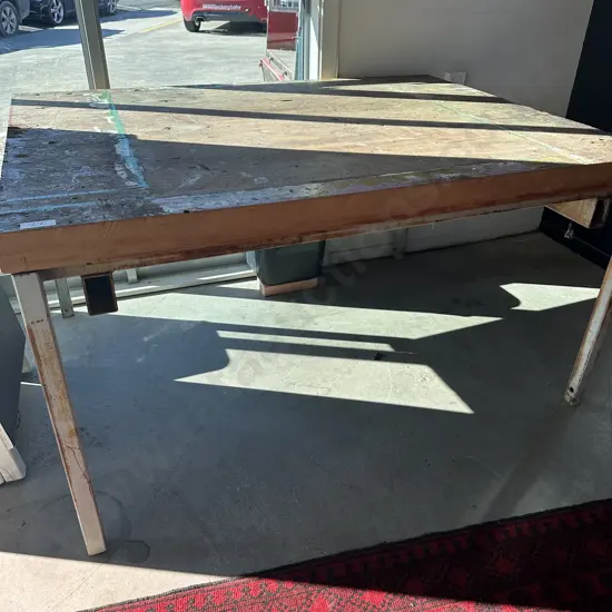 Industrial ART solid Native wood workshop top on metal base 1100x1400 2.5inch slab