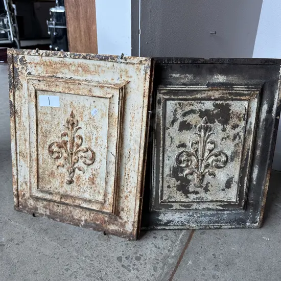 Pr early cast iron French panels 34cm x 40cm