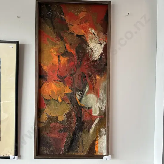 Phyllis Simmonds "Autum leaves" Oil on board 1969 (400x880)