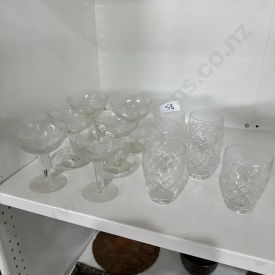 Champagne and tumbler glasses