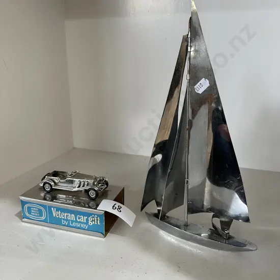 Deco yacht and car match box holder