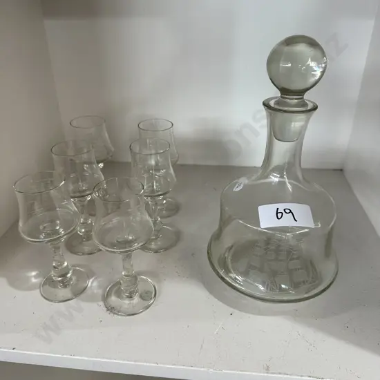 Etched glass decanter set