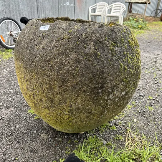 Large concrete pot with patina