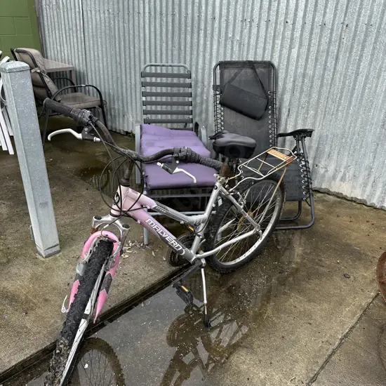 Sunloungers and bike