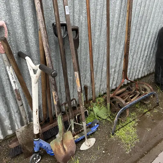 Large lot garden tools and scooter