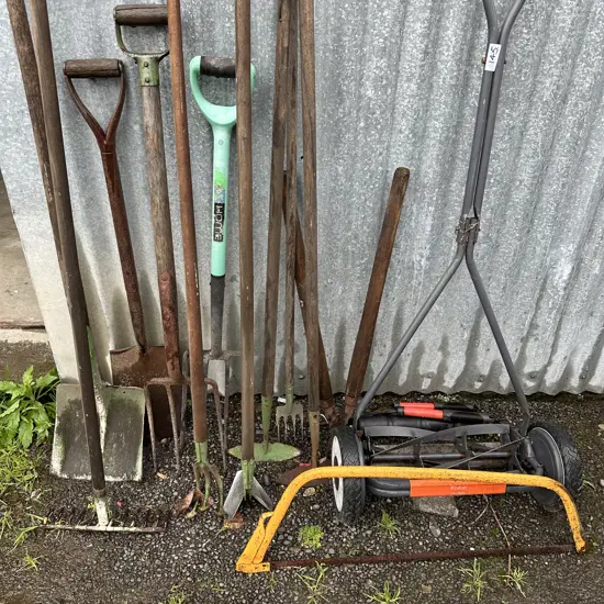 Large lot garden tools and push mower