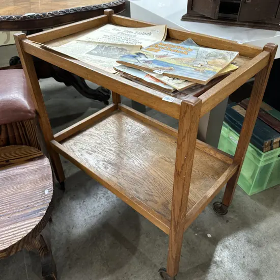 Oak tea trolley